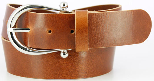 Equestrian Leather Belt - 1.75 Inch - Brown