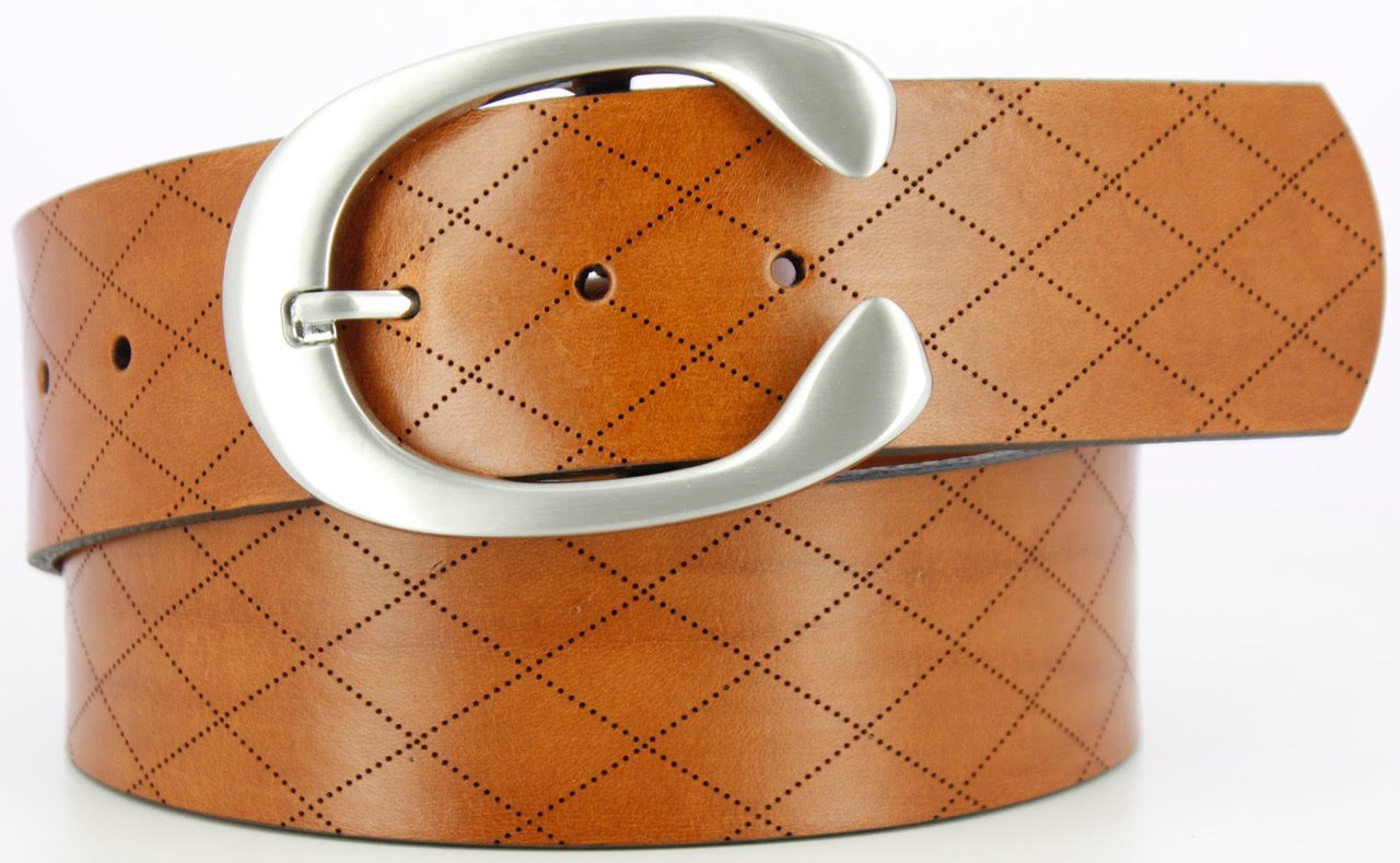 Equestrian Leather Belt Laser Engraved - 2 Inch - Brown