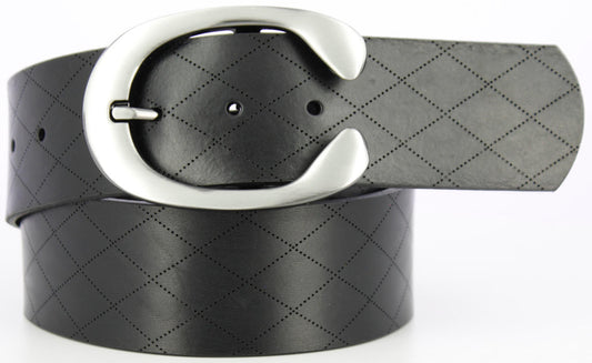 Equestrian Leather Belt Laser Engraved - 2 Inch- Black