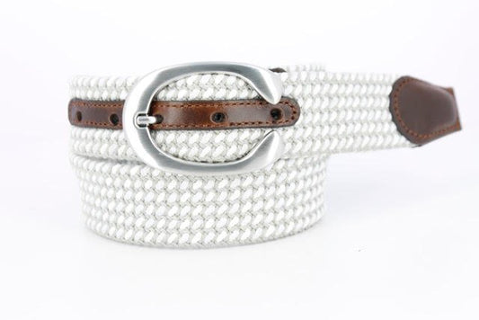 Equestrian Cotton Woven Stretch Belt - 1.5 Inch- White