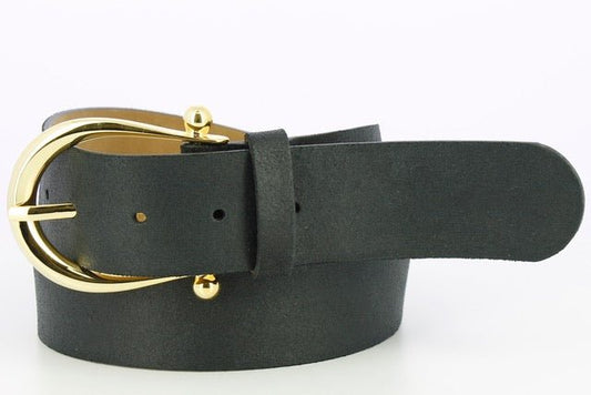 Equestrian Leather Belt - 1.75 Inch - Black