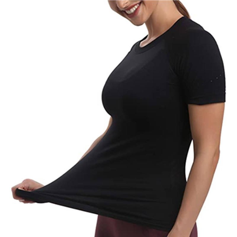 Citiknits Women's Black Short Sleeve Top Acetate/Spandex Shirt Size Medium  NWT